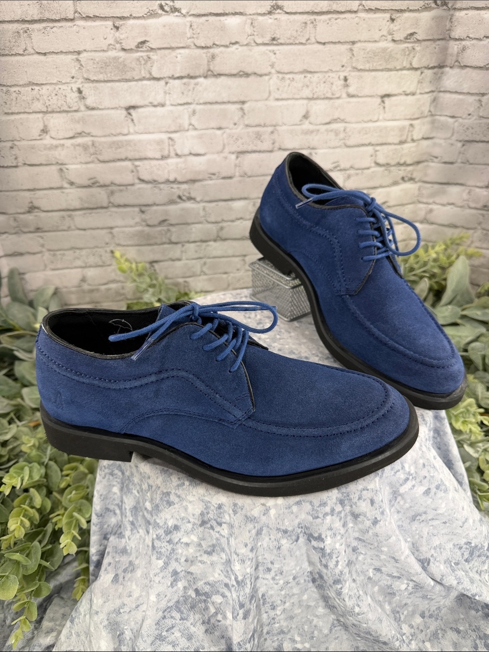 HUSH PUPPIES x ELVIS - Rare Blue Suede Round Toe Casual Oxfords - Mens 7M 💙 EUC